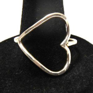 Silver Tone Artisan HEART Ring Size 7